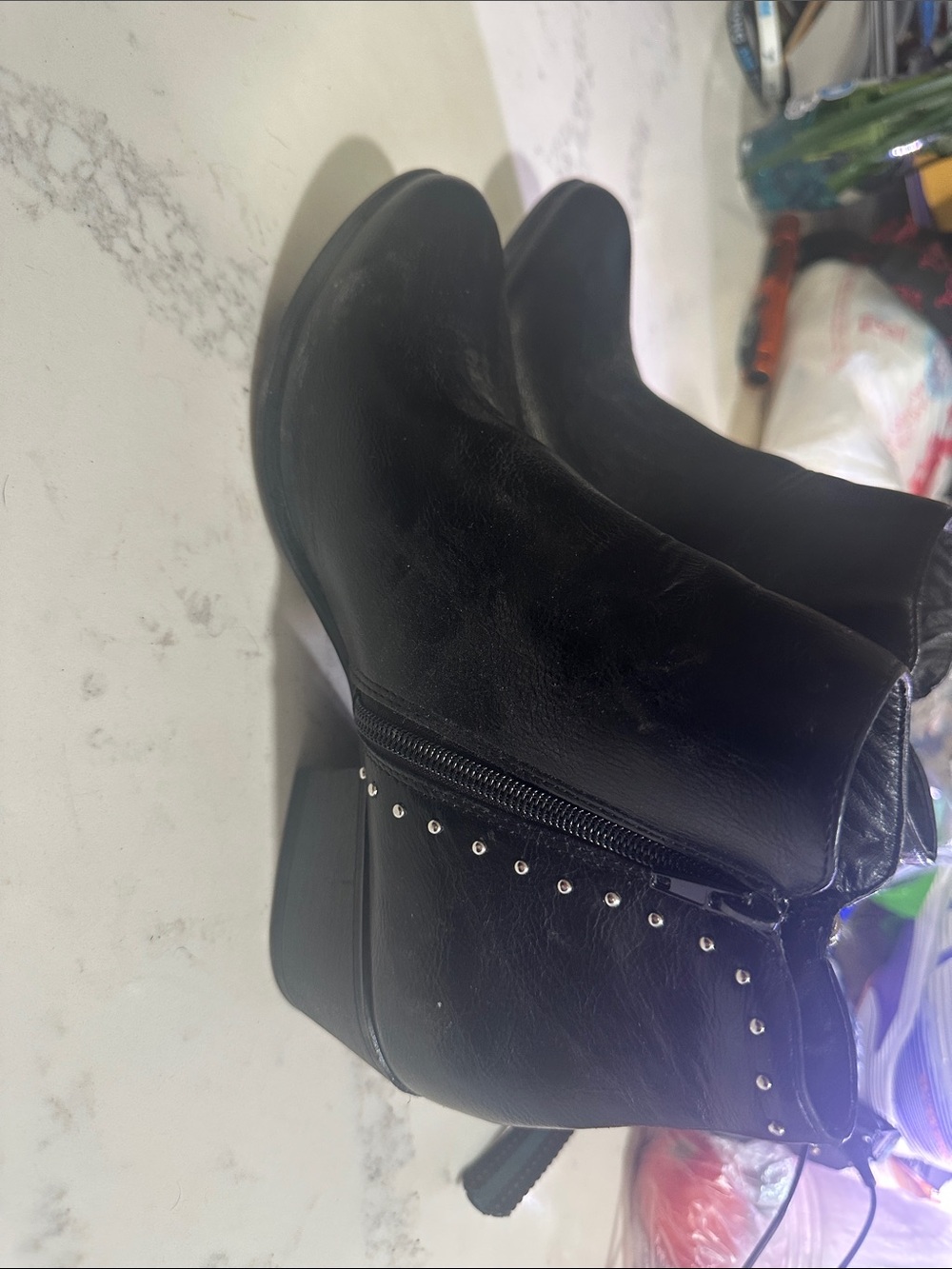 Esprit Black Studded Zip Ankle Booties